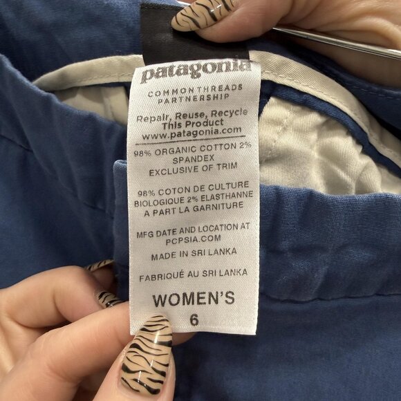 Patagonia Pants Womens 6 Blue Organic Cotton Twill Chino Straight Leg Stretch - Picture 3 of 12